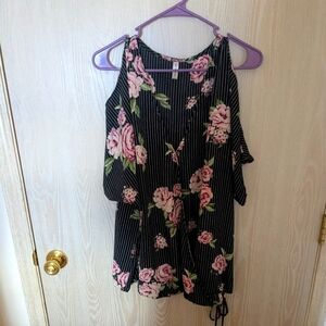 Floral Black and Pink Women's Top